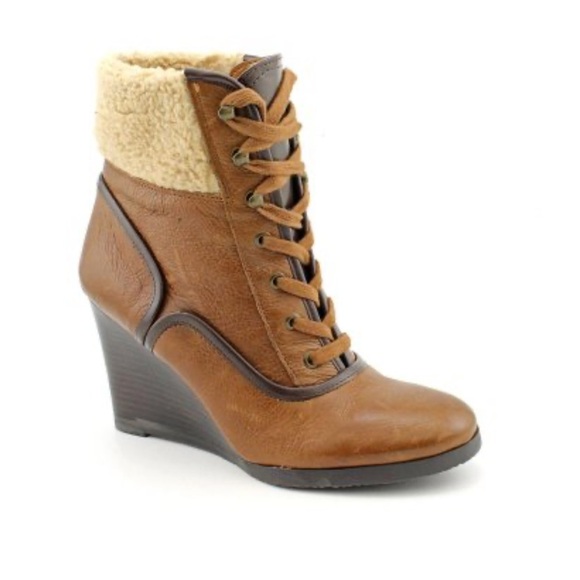 Franco Sarto Waverly Brown Leather Ankle Boots - Picture 1 of 7